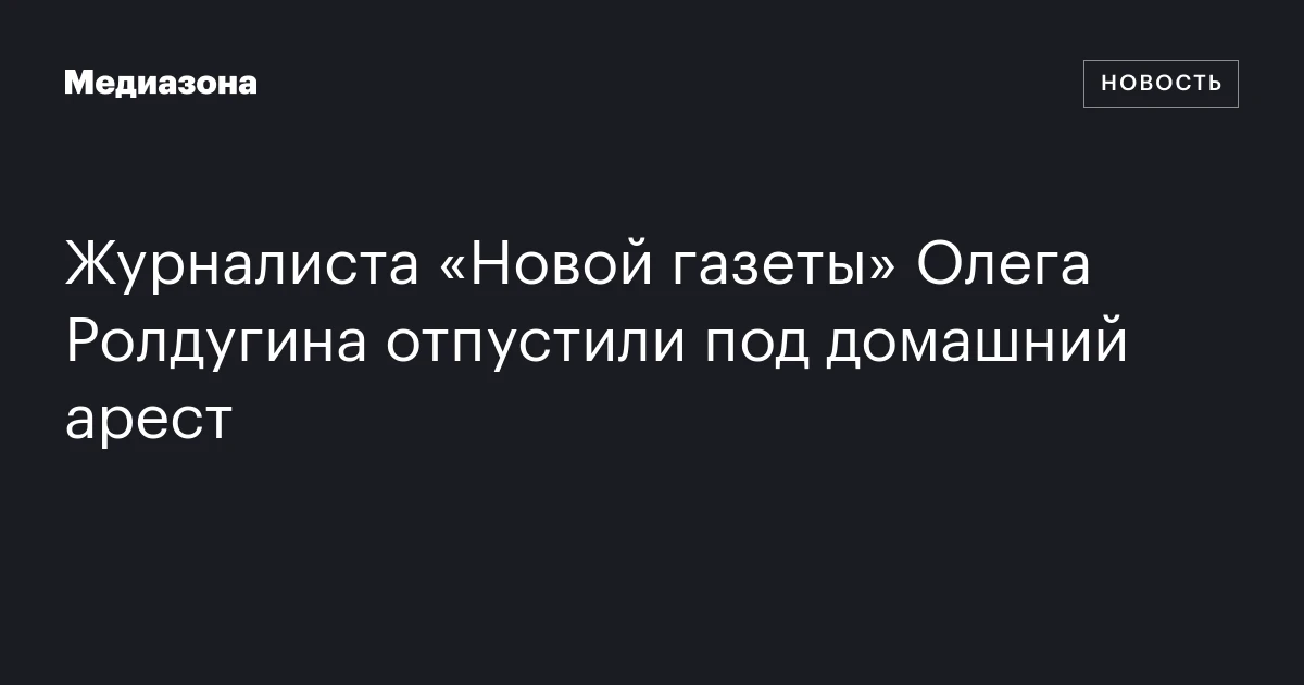 Журналиста «Новой газеты» Олега Ролдугина отпустили под домашний арест