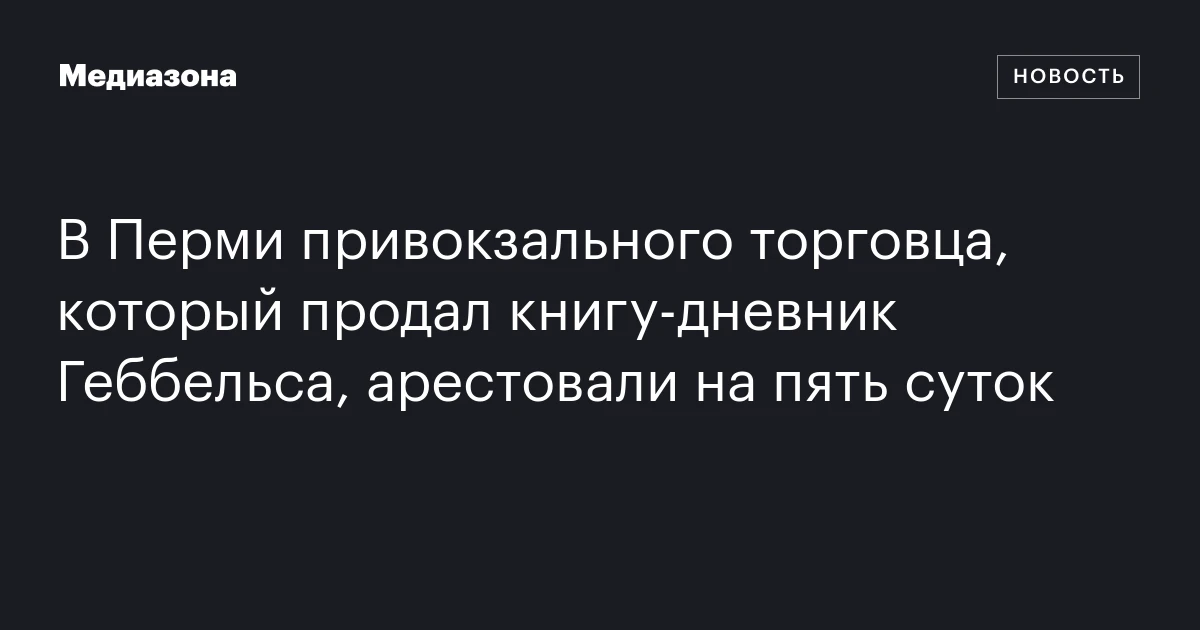 В Перми привокзального торговца, который продал книгу‑дневник Геббельса, арестовали на пять суток