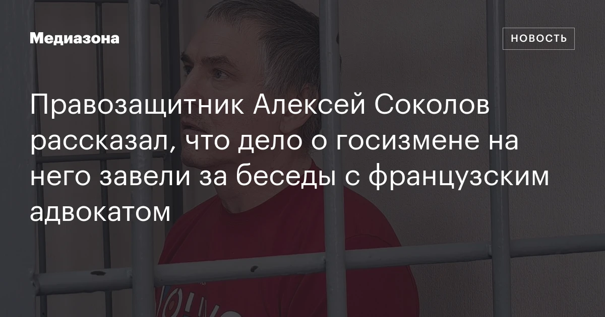 Правозащитник Алексей Соколов рассказал, что дело о госизмене на него завели за беседы с французским адвокатом