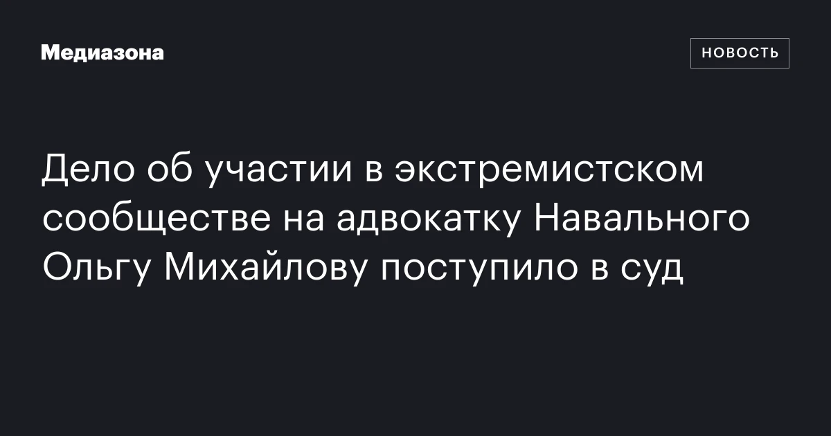 Дело об участии в экстремистском сообществе на адвокатку Навального Ольгу Михайлову поступило в суд