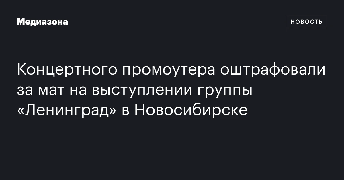 Концертного промоутера оштрафовали за мат на выступлении группы «Ленинград» в Новосибирске