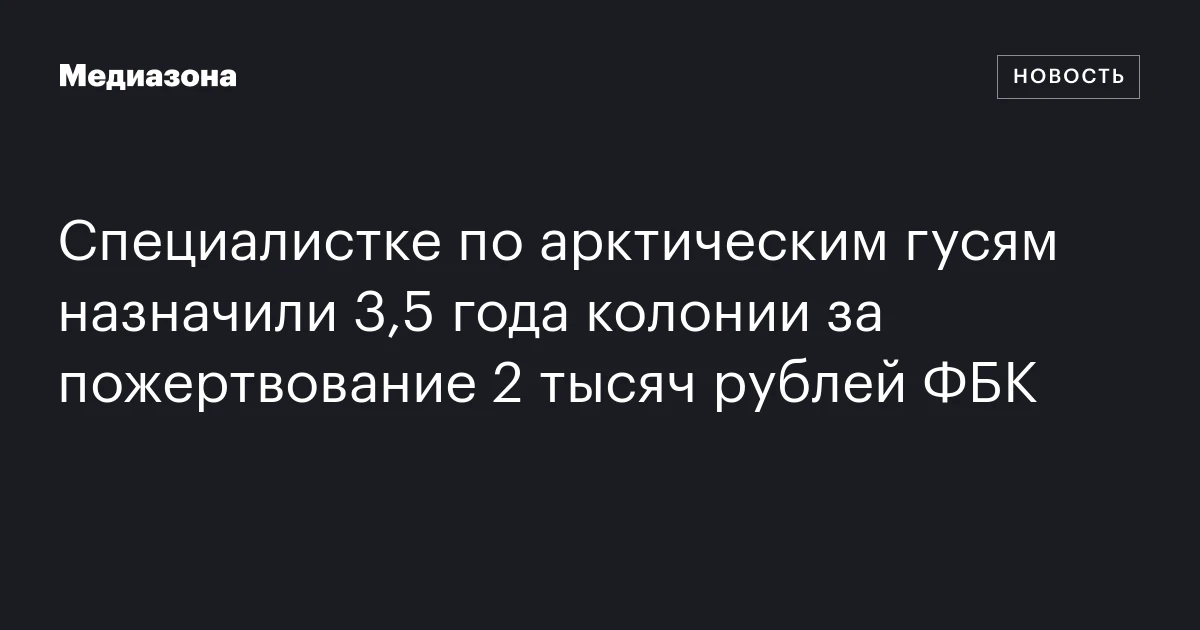 Специалистке по арктическим гусям назначили 3,5 года колонии за пожертвование 2 тысяч рублей ФБК