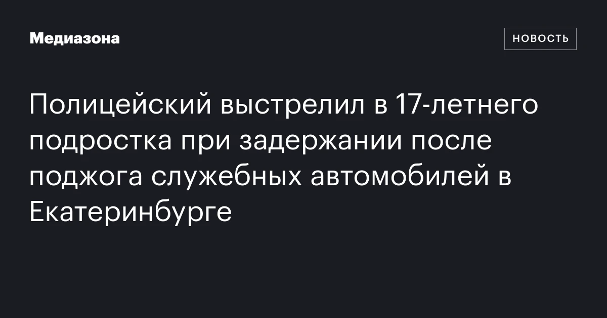 Полицейский выстрелил в 17‑летнего подростка при задержании после поджога служебных автомобилей в Екатеринбурге