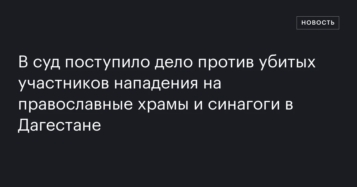 В суд поступило дело против убитых участников нападения на православные храмы и синагоги в Дагестане