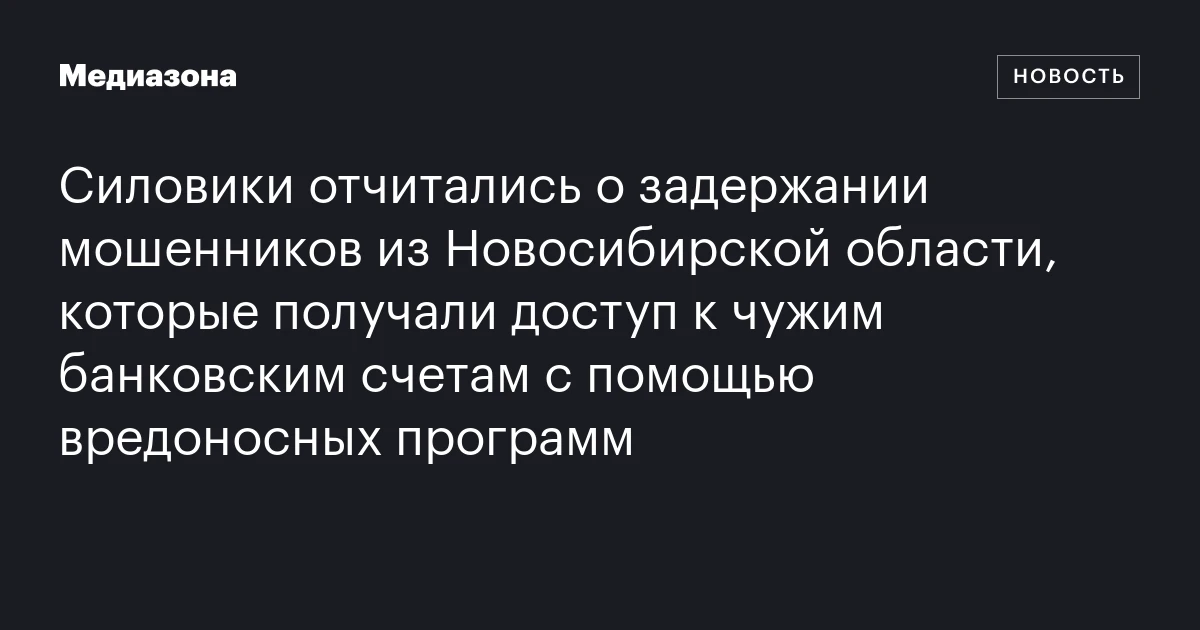 Силовики отчитались о задержании мошенников из Новосибирской области, которые получали доступ к чужим банковским счетам с помощью вредоносных программ