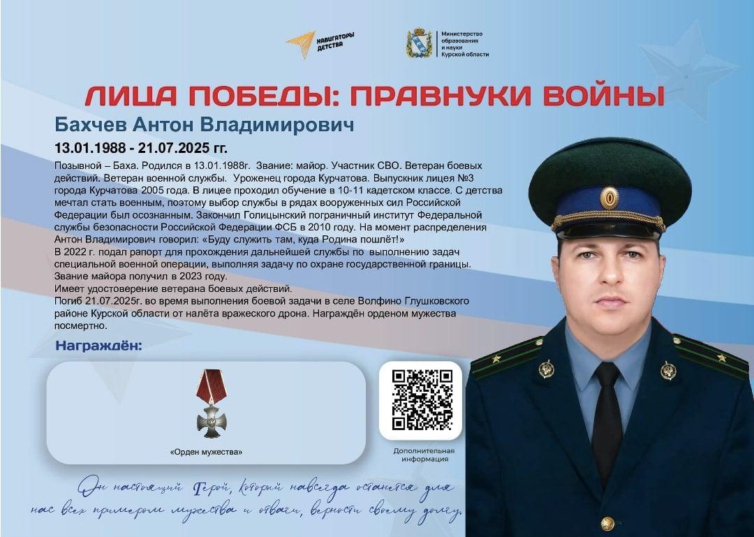 Фото: Погибший на войне с Украиной Бахчев Антон Владимирович. Курская область, ФСБ