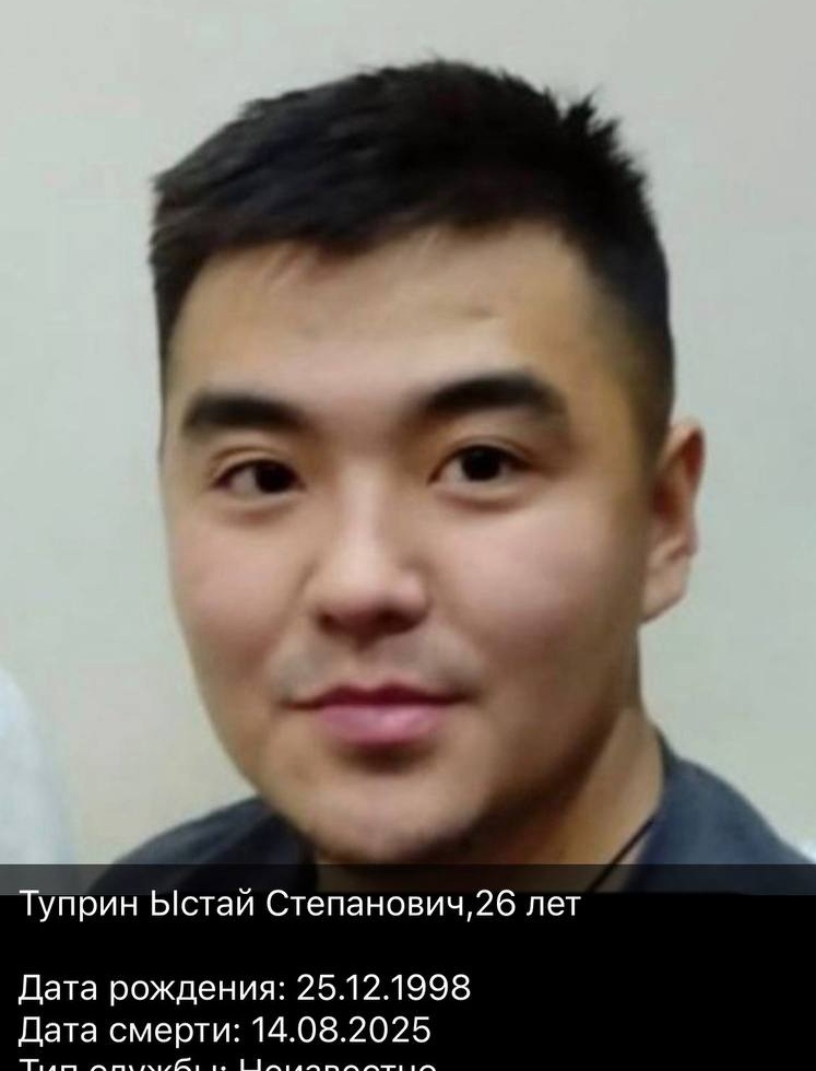 Фото: Погибший на войне с Украиной Туприн Ыстай Степанович. Республика Саха (Якутия), нет данных