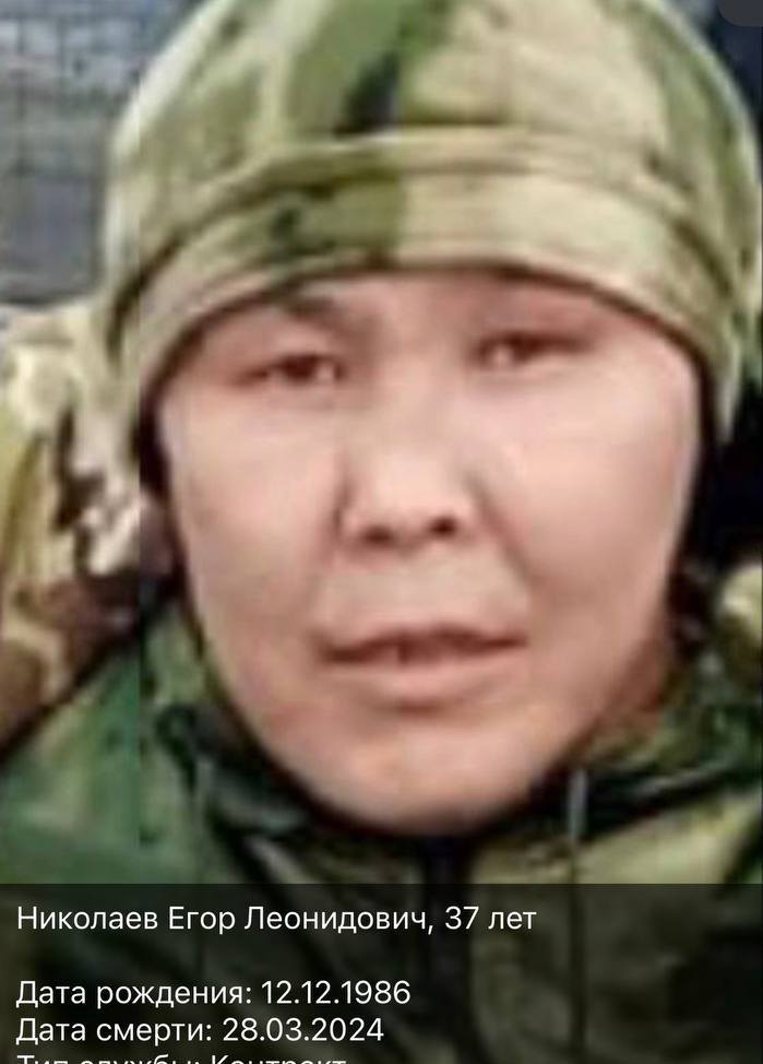 Фото: Погибший на войне с Украиной Николаев Егор Леонидович. Республика Саха (Якутия), нет данных