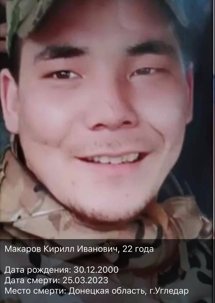 Фото: Погибший на войне с Украиной Макаров Кирилл Иванович. Республика Саха (Якутия), нет данных